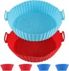 Silicone Air Fryer Liners Reusable, 2 Pack Round Airfryer Liners, 4 Muffin Cup