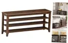 Shoe Bench Storage Entryway Bench with 3-Tiers Height Rubberwood 47.2"