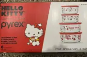 NEW Pyrex SANRIO Hello Kitty 8-Piece Round Glass Food Storage & Lid Set RED CUTE