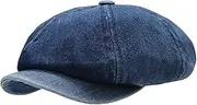 [YOFARCHOY] Newsboy Hats for Men Classic 8 Panel Flat Cap Peaky Blinders Irish Hat (Cotton, Denim)