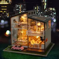 在飛比找蝦皮購物優惠-diy小屋子手工拼組裝家房子房屋模型大型別墅閣樓玻璃歐式木質