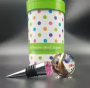 Polka Dot Art Glass Celebrate Wine Bottle Stopper MoMo Panache Glee Helen James
