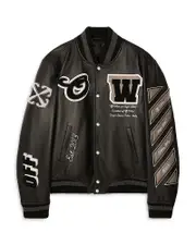 Off-White Leather Varsity Jacket 50 IT / L