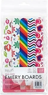 Swosh Double Sided Nail File Emery Boards, Assorted Designs (Pack of 5)