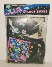 ALIEN ENCOUNTER UNIQUE PARTY SUPPLIES OUTER SPACE THEME TREAT LOOT BOXES PK/4