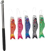 Folpus 5 Pieces Japanese Carp Flags Garden Fish Flags Flag Kite Japanese Carp Windsock Streamer for Backyard Lawn Restaurant