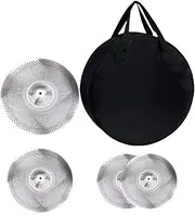 Vaveren 4Pcs Low Volume Cymbals 14/16/20 inch Replacement Portable with Storage Bag Alloy Drummer Practice Set Drum Cymbals for Stage