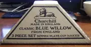 2 Churchill England Classic BLUE WILLOW 3 Piece Set Plate Saucer Cup - NEW!