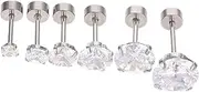 [DEARMAMY] 6pcs Stainless Steel Zirconia Ear Studs for Men Chic Cartilage Earrings for Parties Weddings and Casual Wear Hypoallergenic Design for Comfort and Style