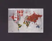 8X10" Matted Print Classic Art Picture: Alighiero E Boetti, Map of the World