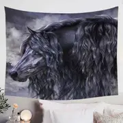 Smoke and Ebony Black Horse Tapestry