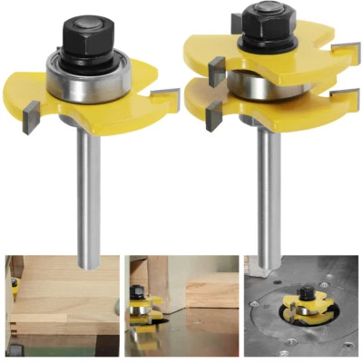 2Pcs Router Bits Set 1/4inch Shank Tongue Groove Router Bit Tool Set xiliF