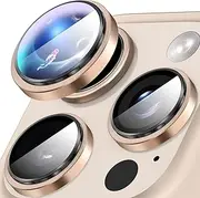 Camera lens protector for iPhone 16 Pro Max/iPhone 16 Pro, not easy to break, strong adsorption, 1+1 fit case-friendly, tempered HD 9H+ Glass metal rim rear camera screen cover Desert Titanium