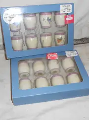 PFALTZGRAFF ORCHARD BLOSSOMS PURPLE RIM WHITE 2 SETS MINI SALT & PEPPERS (8 prs)