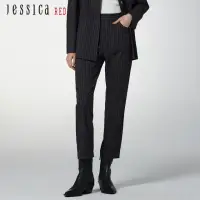 在飛比找momo購物網優惠-【Jessica Red】百搭修身顯瘦條紋九分西裝褲8244