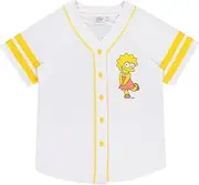 [The Simpsons] Ladies Baseball Jersey - Lisa, Krusty, Bart and Homer Simpson Mesh Button Down Baseball Jersey