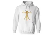 The Vitruvian Man Leonardo Da Vinci White Hoodie Hooded Sweat Mens Sweater