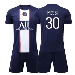 22-23賽季兒童足球衣兒童足球服 巴黎主場30號球衣 梅西球衣MESSI足球衣兒童足球套裝 親子運動套裝兒童球衣
