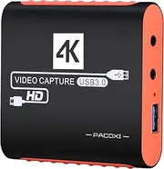 GAOZHOU Capture Card for Nintendo Switch with 4K Pass-Through, USB3.0 1080P 60FPS HDMI Video Cam Link Game Streaming, Xbox PS4 PS5 PC DSLR OBS Twitch Live Broadcasting & Recording, Orange, (C7-01)