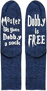 [Wuiil] Dobby Socks, SweetGo Dobby Is Free Knitted Words Unisex Combed Cotton Novelty Socks 1pack