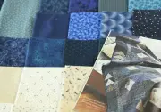 Blueberry Pie Quilt Kit 64" x 76" Scrappy Blue Fabrics Flying Geese + Magazine