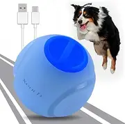 Light Up Dog Ball, Rechargeable LED Dog Balls, Interactive Dog Toy, Durable Glow Ball, Bounce-Activated Fetch Ball for Small & Medium Dogs, Natural Rubber - 2.5 inches, Light Blue