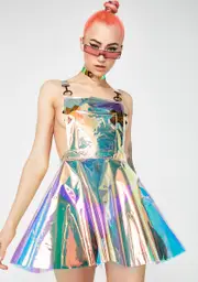 [Club Exx] Space Gurl Hologram Overall Dress