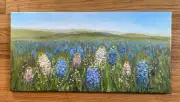 PW Hickman-Bluebonnet Landscape-Rare Pink Bluebonnets-Noted Texas Artist