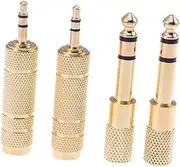 OKUMEYR 4 Pcs Audio Adapter Audio Jack Earphones Wired Headphone Adapter Jack Adapter Golden