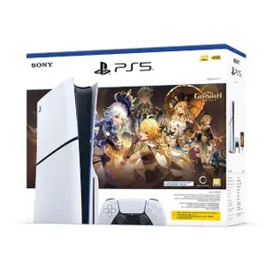 【SONY 索尼】PS5光碟版主機 Slim 原神同捆組+背立充電座+手把包(PS4隨機遊戲1片)