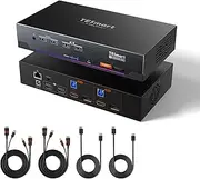 TESmart Displayport HDMI KVM Switch Dual Monitor 4K@144Hz, HDMI 2.1 & DP 1.4 KVM Switch 2 Monitors 2 Computers 8K@60Hz for Gaming, Support EDID | USB 3.0 | Gigabit Network | VRR, Input Cables Included