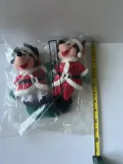 DISNEY STORE Minnie & Mickey Mouse SANTA 9" PLUSH~ Coats & Hats VINTAGE Sealed