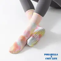 在飛比找momo購物網優惠-【Porabella】襪子 瑜珈襪 止滑中筒襪 韓國扎染 普