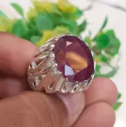 Beautiful Big Ruby Stone Ring For Men Unique Design Handmade Ring Band Silver