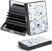 [DHYYDSQZ] Credit Card Holder Mini RFID Blocking Aluminum Wallet Slim Metal Hard Case, Blue Flowers, Credit Card Holder, Minimalist