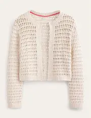 Cropped Crochet Cardigan Warm Ivory Women Boden