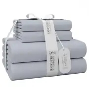 1200 Thread Count King Light Gray Sheet Set, Hotel Luxury Cotton Rich Ultra S...
