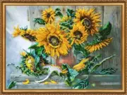 Bead embroidery kit Flowers of the Sun needlework kit canvas beadwork pattern