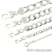 925 Sterling Silver Curb Cuban Mens Womens Chain Bracelet .925 Italy All Sizes