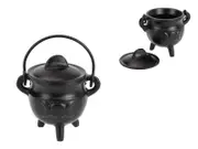10cm Cast Iron Cauldron with Triple Moon Design  Wiccan & Pagan Décor