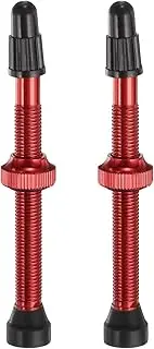 uxcell 2pcs Tubeless Valve Stems 60mm Aluminum Alloy Tubeless Valve Super Light No Leak Durable Valve Stem Caps Multiple Color & Size Fit Most Bicycle Tubeless Rims Pair, Red
