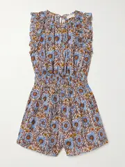 [Ulla Johnson] Ulla Johnson - Orla Gathered Ruffled Floral-print Cotton-blend Voile Playsuit - Multi - US6 US 6 Multi