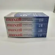 Maxell VHS Video Cassette 6 Hour Standard Grade 4 Pack T-120 Blank Tapes SEALED