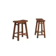 Boraam Bar Stool 24" x 18" Solid Wood Foot Rest Rectangle Seat Backless (2-Pack)