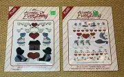 2 Vtg Plaid Accents Rub On Paint Primitive Pals Country Quackers Geese Hearts