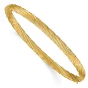 14k Yellow Gold 3/16 Textured Hinged Bangle Bracelet