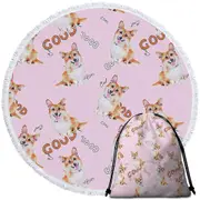 Cool Good Corgi Dog Round Beach Towel