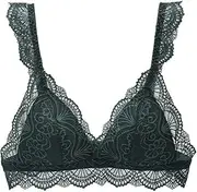 [Generic] Comfort Silk Bra for Women Sexy Fashion Lace Lingerie Summer Ultra-Thin Deep V Triangle Cup Beauty Back Brassiere