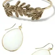 Banana Republic Antique Leaf Cuff Bracelet Ann taylor Loft Drop earrings SET 2