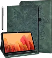 Case for Samsung Galaxy Tab A7 10.4 Inch 2022/2020 with Screen Protector and Stylus Pen - Pen Holder Flip PU Leather Tablet Wallet Cover Case for Samsung Tab A7 SM-T500/T505/T507 - Green